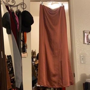 Maxi pink blush satin skirt